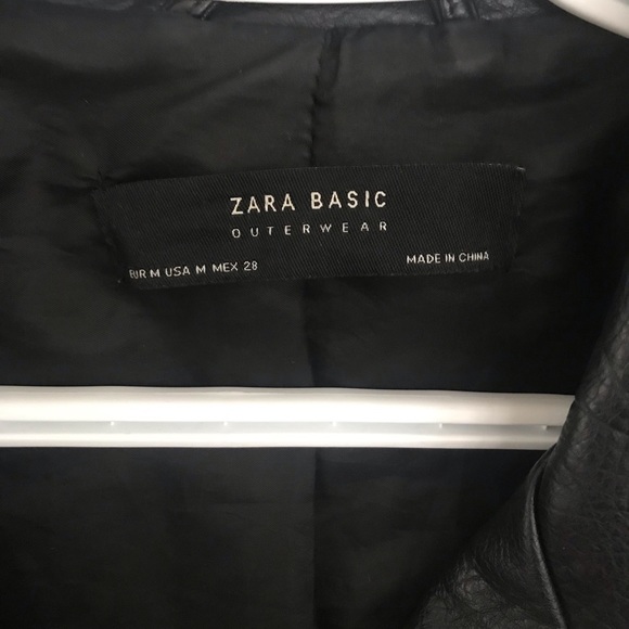 Zara Basic Oversized Faux Leather Moto Jacket Size M - Picture 7 of 7